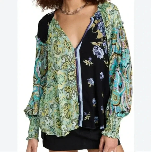 Free People Multicolor Paisley Blouse - Picture 4 of 15